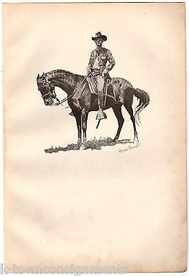 COWBOY ON HIS OWN MOUNT ANTIQUE REMINGTON GRAPHIC ILLUSTRATION PRINT 1902 - K-townConsignments