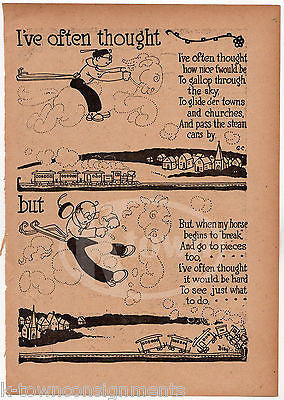 HORSE RIDING ON THE CLOUDS POEM ANTIQUE GRAPHIC KIDS ROOM ILLUSTRATION PRINT - K-townConsignments