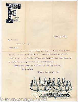 FARMER'S FRIEND HORSEHOE HARROW DAYTON OHIO FARMING ANTIQUE ADVERTISING MAILER - K-townConsignments