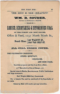 SOUDER LEHIGH SCHUYKILL BITUMINOUS COAL PHILA PA ANTIQUE ADVERTISING PRINT PAGE - K-townConsignments