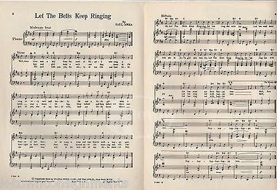 PAUL ANKA LET THE BELLS KEEP RINGING VINTAGE SONG LYRICS SHEET MUSIC 1958 - K-townConsignments