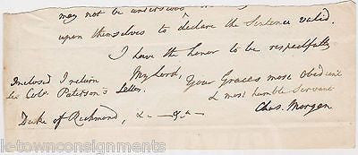 SIR CHARLES MORGAN 2ND BARONET WELSH POLITICIAN ANTIQUE AUTOGRAPH SIGNED NOTE - K-townConsignments