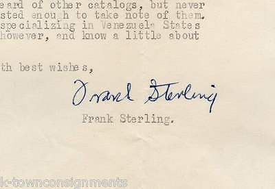 FRANK STERLING PHILATELIC POSTAGE STAMPS VINTAGE AUTOGRAPH SIGNED LETTERHEAD - K-townConsignments