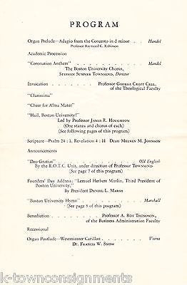 LEMUEL MURLIN MEMORIAL BOSTON UNIVERSITY MA ANTIQUE FOUNDER'S DAY PROGRAM 1936 - K-townConsignments