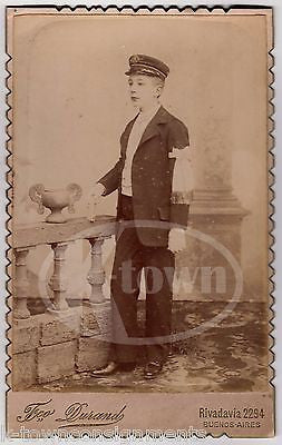 BUENOS AIRES ARGENTINA YOUNG BOY FRATERNAL UNIFORM DURAND ANTIQUE PHOTO ON BOARD - K-townConsignments