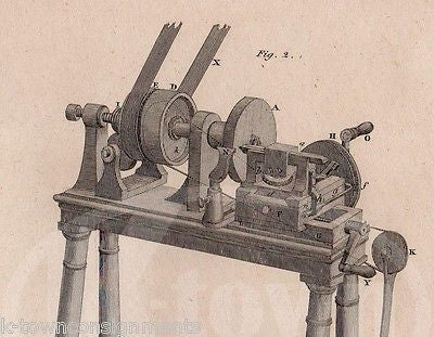 EARLY WOODWORKING TABLE SAW & DRILL PRESS ANTIQUE GRAPHIC ENGRAVING PRINT 1832 - K-townConsignments