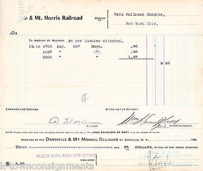 ERIE RAILROAD COMPANY NY TRAIN SUPPLY ANTIQUE ADVERTISING SALES RECEIPT 1904 - K-townConsignments