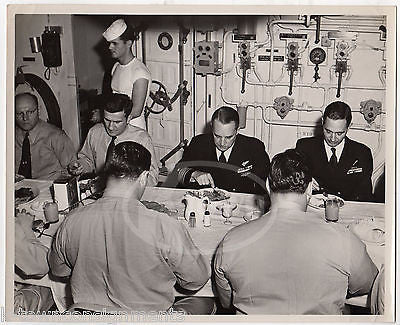 NAVY GENERALS USS ORISKANY AIRCRAFT CARRIER MESS HALL VINTAGE FILE PHOTO 1950 - K-townConsignments