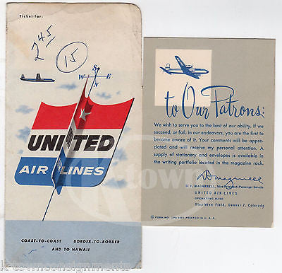 UNITED AIRLINES VINTAGE GRAPHIC ADVERTISING DIRECT FLIGHT PACKET & FLYERS - K-townConsignments