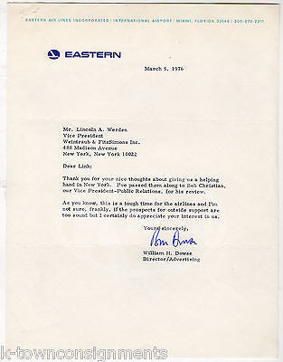 EASTERN AIRLINES ADVERTISING VINTAGE AUTOGRAPH SIGNED AIRLINE LETTERHEAD 1976 - K-townConsignments