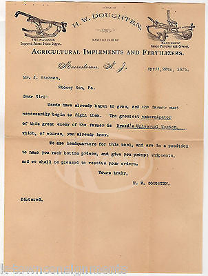 DOUGHTEN AGRICULTURAL IMPLEMENTS MOORESTOWN NJ ANTIQUE GRAPHIC ADVERTISNG LETTER - K-townConsignments