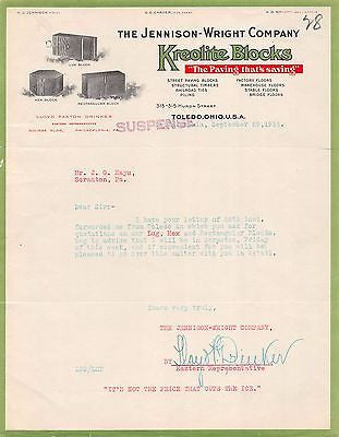 KREOLITE PAVING BLOCKS JENNISON WRIGHT COMPANY ANTIQUE ADVERTISING LETTERHEAD - K-townConsignments