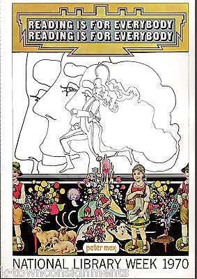READING IS FOR EVERYBODY LIBRARY WK VINTAGE PETER MAX GRAPHIC ART POSTER PRINT - K-townConsignments