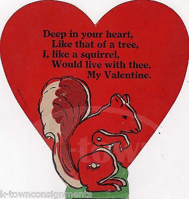 CREEPY CUTE SQUIRREL POEM VINTAGE GRAPHIC ART VALENTINE'S DAY GREETINGS CARD - K-townConsignments