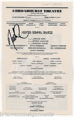 NOAH RACEY NEVER GONNA DANCE THEATRE STAGE ACTOR AUTOGRAPH SIGNED PLAYBILL PAGE - K-townConsignments