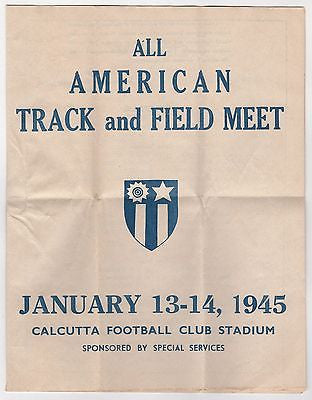 WWII US FORCES CALCUTTA FOOTBALL CLUB TRACK & FIELD MEET ORIGINAL PROGRAM 1945 - K-townConsignments