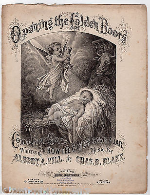 OPENING THE GOLDEN DOORS ALBERT HILL CHARLES BLAKE ANTIQUE SHEET MUSIC SONG 1873 - K-townConsignments