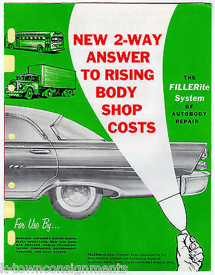 FILLERITE AUTOBODY PLASTIC PUTTY CAR REPAIR VINTAGE GRAPHIC ADVERTISING FLYER - K-townConsignments