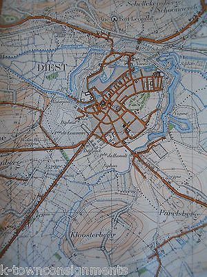 DIEST BELGIUM FINE GRAPHIC ILLUSTRATED ANTIQUE DUTCH FOLD-OUT MAP 16x21" - K-townConsignments