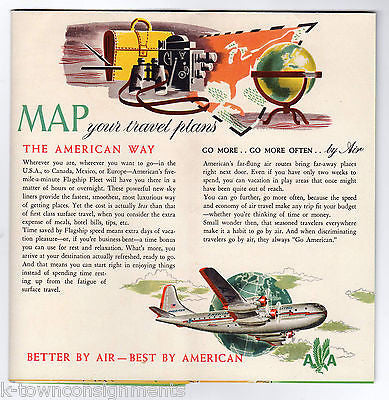 AMERICAN AIRLINES VINTAGE GRAPHIC ADVERTISING FOLD-OUT MAP TRAVEL BORCHURE - K-townConsignments