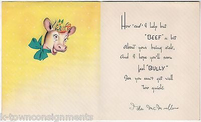 Bossy Miss Moo Cow Vintage Humorous Graphic Art Get Well Greetings Card - K-townConsignments