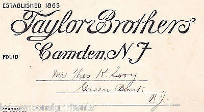 TAYLOR BROTHERS GRAIN & FEED CAMDEN NEW JERSEY ANTIQUE ADVERTISING SALES RECEIPT - K-townConsignments