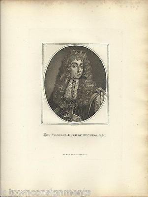 GEO-VILLIERS DUKE OF BUCKINGHAM ENGLAND ANTIQUE PORTRAIT ENGRAVING PRINT 1806 - K-townConsignments