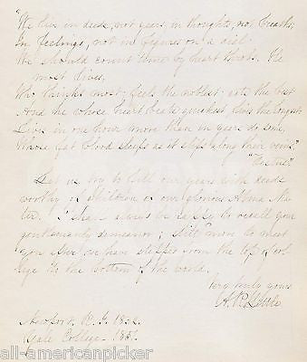 A. R. LITTLE NEWPORT RI YALE COLLEGE GRAD SIGNED PHILIP JAMES BAILEY POEM LETTER - K-townConsignments