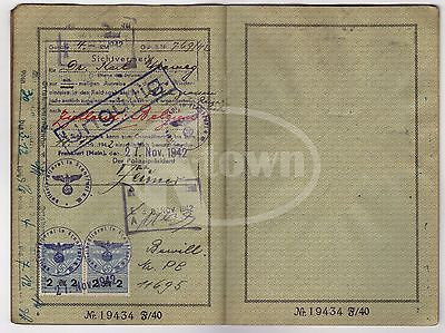 WWII GERMAN CANCELLED PASSPORT TRAVEL DOCUMENTS MANY STAMPS 1940-1942 & HOLDER - K-townConsignments