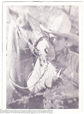 TOM MIX COWBOY ACTOR HORSE & WHITE COWBOY HAT VINTAGE STUDIO PROMO PHOTO - K-townConsignments
