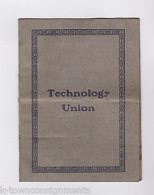 TECHNOLOGY UNION WORKERS ANTIQUE LUNCH DINNER RESTAURANT MENU - K-townConsignments