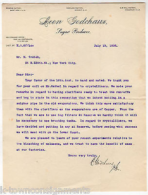 LEON GODCHAUX NEW ORLEANS SUGAR PLANTATIONS ANTIQUE AUTOGRAPH SIGNED LETTERHEAD - K-townConsignments