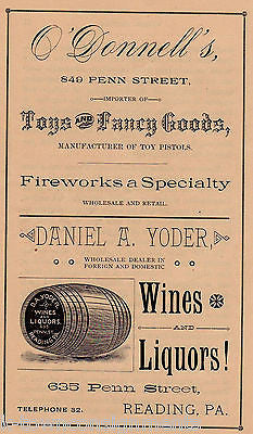 Daniel Yoder Wines & Liquors Fireworks Reading PA Antique Graphic Advertising - K-townConsignments