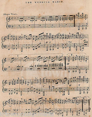 THE WEDDING MARCH MIDSUMMER NIGHT'S DREAM MENDELSSOHN ANTIQUE SHEET MUSIC 1849 - K-townConsignments