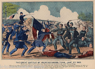 BATTLE OF MURFREESBORO TENNESSEE VINTAGE CIVIL WAR SOLDIERS GRAPHIC POSTER PRINT - K-townConsignments