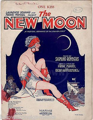 NEW MOON SIGMUND ROMBERG HAMMERSTEIN ANTIQUE PIRATE WOMAN COVER ART SHEET MUSIC - K-townConsignments