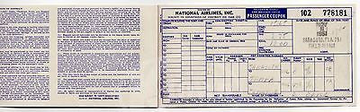 NATIONAL AIRLINES FLORIDA VINTAGE GRAPHIC ADVERTISING FLIGHT TICKET STUB 1951 - K-townConsignments