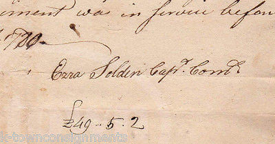 EZRA SELDEN REVOLUTIONARY WAR CAPTAIN AUTOGRAPH SIGNED JOSH REYNOLDS DOCUMENT - K-townConsignments