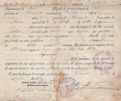 SPANISH CUBAN MILITARY COLONEL FEIJOO AUTOGRAPH SIGNED VALENCIA SPAIN DOCUMENT - K-townConsignments