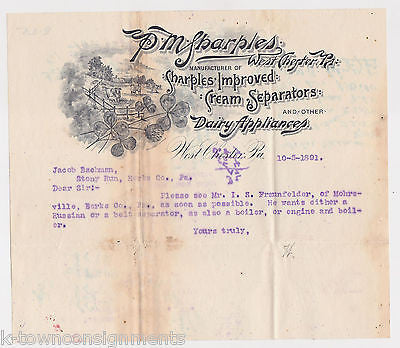 SHARPLES DAIRY CREAMERY WEST CHESTER PA ANTIQUE GRAPHIC ADVERTISING LETTERHEAD - K-townConsignments