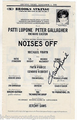 FAITH PRINCE NOISES OFF THEATRE STAGE ACTOR AUTOGRAPH SIGNED PLAYBILL PAGE - K-townConsignments