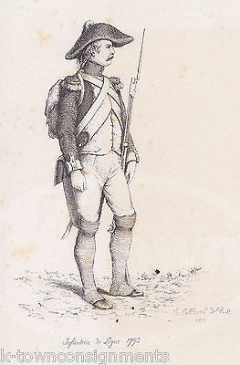 FRENCH INFANTRY SOLDIER IN UNIFORM INFANTERIE ANTIQUE GRAPHIC ENGRAVING PRINT - K-townConsignments