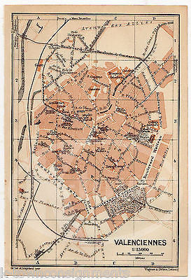 VALENCIENNES FRANCE NOTRE DAME ANTIQUE FRENCH CITY MAP WAGNER & LEIPZIG 1909 - K-townConsignments