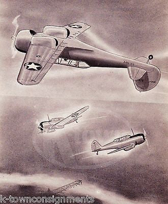 CURTISS SNC-1 FALCON FIGHTER PLANES WWII MILITARY AVIATION GRAPHIC ART PRINT - K-townConsignments