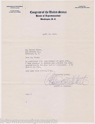 ARTHUR MITCHELL ILLINOIS WWII CONGRESSMAN ORIGINAL AUTOGRAPH SIGNED LETTERHEAD - K-townConsignments