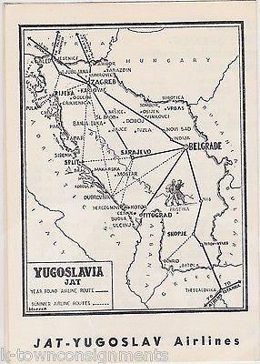 TWA TRANS WORLD AIRLINES VINTAGE BELGRADE YUGOSLAVIA SERVICE TIMES FLYER 1957 - K-townConsignments