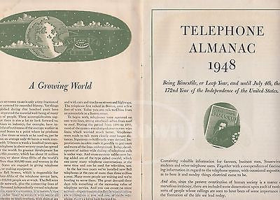 BELL AMERICAN TELEPHONE & TELEGRAPH CO VINTAGE ILLUSTRATED TELEPHONE ALMANAC '48 - K-townConsignments