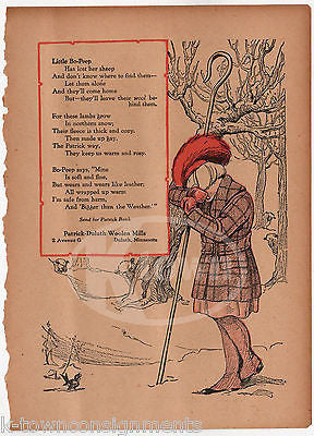 LITTLE BO PEEP LOST SHEEP POEM ANTIQUE NURSERY RHYME GRAPHIC ILLUSTRATION PRINT - K-townConsignments