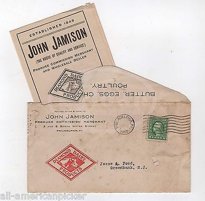 JOHN JAMISON DIAMOND DAIRY PRODUCTS PHILADELPHIA PA ANTIQUE GRAPHIC ADVERTISING - K-townConsignments