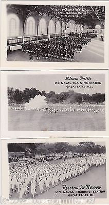 WWII US NAVAL TRAINING SCHOOL GREAT LAKES ILLINOIS SOLDIER REVIEW PHOTO CARDS - K-townConsignments